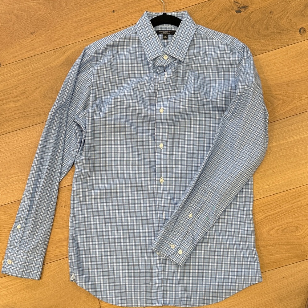 Banana Republic Blue Plaid Button Down Shirt